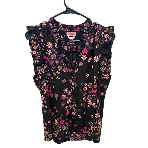 Kate Spade New York Women's Multi Floral Sleeveless Blouse Top Size M - Picture 2 of 7